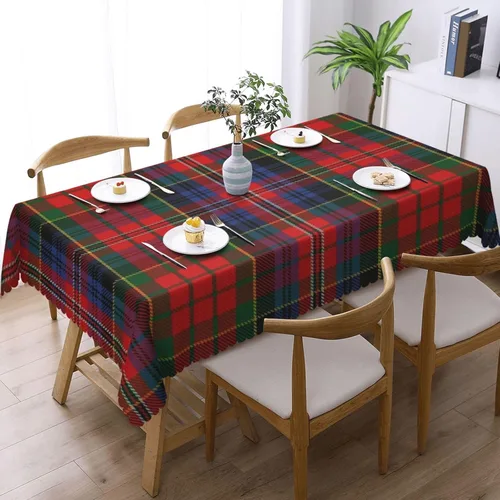 Miniatura 2 de Mantel rectangular para comedor, interior y exterior con diseño de cuadros escoceses de clan macpherson rojo, resistente a cuadros, lavable, mantel
