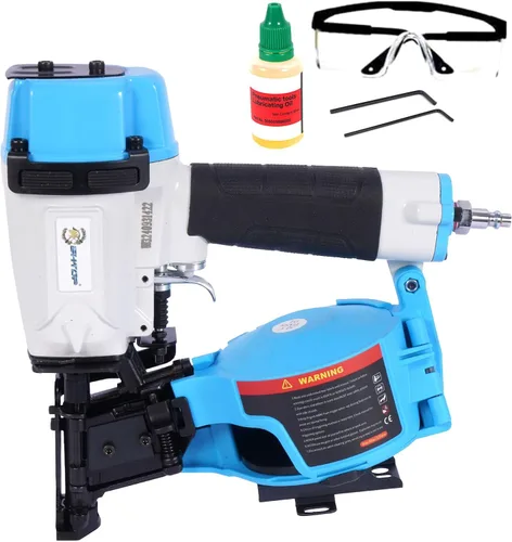 Miniatura 10 de CN45N - Clavadora para techos, pistola de clavos para techos de 15 grados, clavos de bobina de 3/4 a 1-3/4 pulgadas, 120 piezas de capacidad de Azul