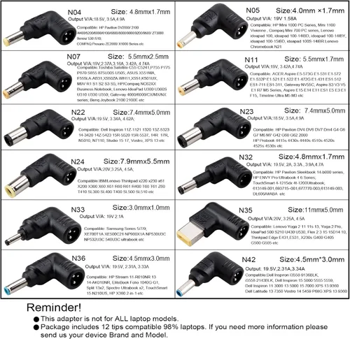 Miniatura 4 de Cargador universal para portátil con pantalla LCD de 90 W, adaptador de CA delgado cable de fuente de alimentación con puerto USB 5V2.1A