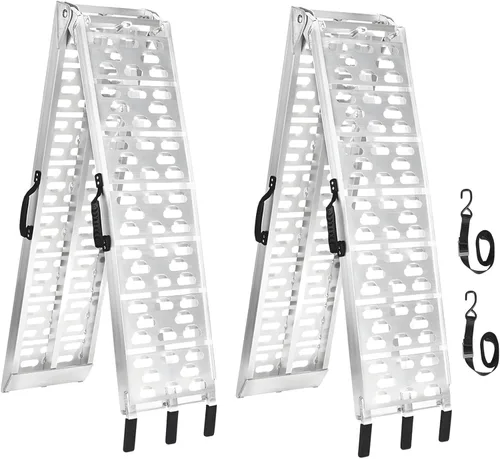 Miniatura 7 de MAXIVMAN - Rampa de aluminio para motocicleta con asa, capacidad de 750 libras, rampa plegable de 7.5 pies con correas de carga para camionetas