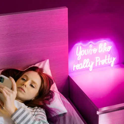 Miniatura 5 de Letrero de neón LED «You like really pretty» de 38 * 23 cm, luces de neón rosas con USB para decoración de habitación, letrero de neón