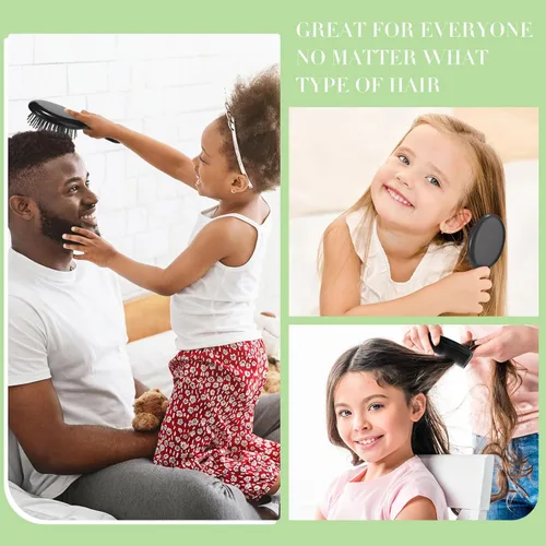 Miniatura 4 de Paquete de 12 peines de cepillo para cabello pequeño y húmedo, 6 mini cepillos desenredantes, cepillo desenredante para el cabello de viaje, 6 Negro