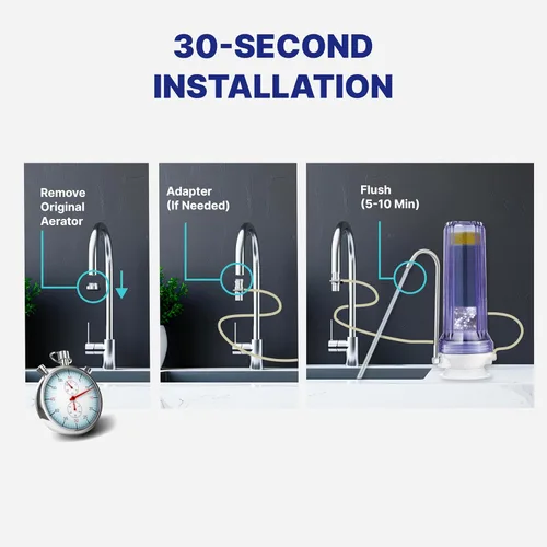 Miniatura 7 de NU Aqua Sistema de Filtro de Agua de Encimera - 8 Etapas Alcalinas con Grifo - Purificador de Agua Potable y Dispensador para Encimera de Cocina