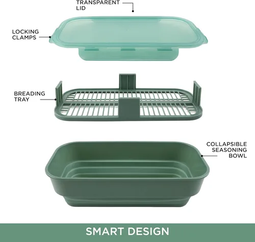 Miniatura 7 de COOK WITH COLOR Tazón Plegable para Masa - Contenedor Agitador para Rebozar Sin Ensuciar - Ideal para Pescado Frito, Pollo Frito, Aros de Cebolla