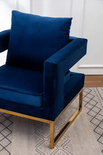 Miniatura 10 de Roundhill Furniture Lenola - Silla tapizada con brazos, color azul, 29.75 pulgadas de profundidad x 27.5 pulgadas de ancho x 34.5 pulgadas de alto