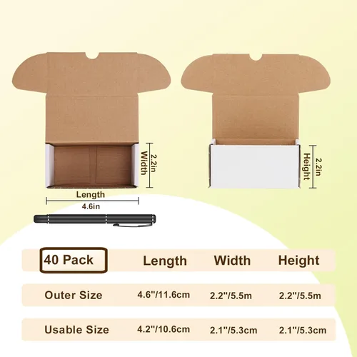 Miniatura 2 de WIFTREY Paquete de 40 cajas de envío pequeñas de 4.6 x 2.2 x 2.2 pulgadas para embalaje de pequeñas empresas, caja de correo de cartón corrugado