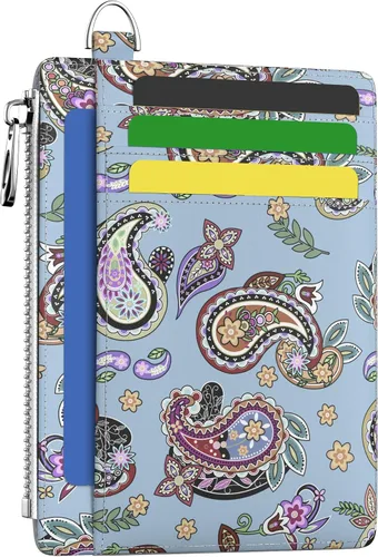 Miniatura 33 de Hancynir Cartera delgada para mujer con soporte para tarjetas de crédito RFID, pequeña mini funda para tarjetas con bolsillo frontal de PU, cartera