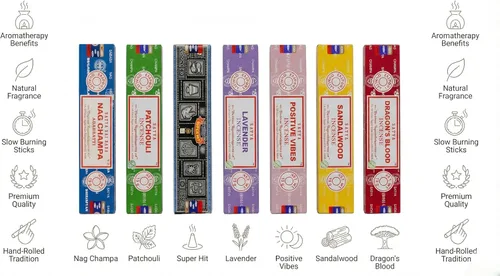 Miniatura 3 de Satya - Juego de regalo de incienso Nag Champa, éxito super, sangre de dragón, sándalo, pachulí, lavanda, vibraciones positivas, 15 g