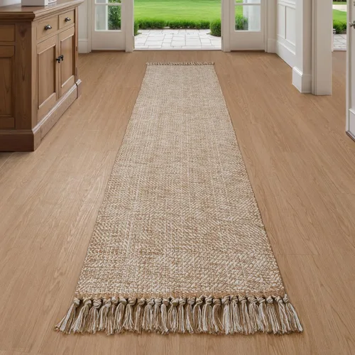Miniatura 46 de Collive - Tapete de pasillo de cocina, 2 x 4.3 pies, tejido a mano, reversible, lavable, de algodón, color blanco/beige, para baño, pasillo
