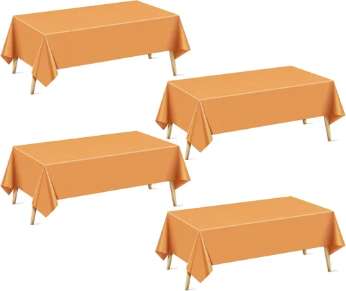 Miniatura 18 de Just Shimmer Mantel rectangular de 4 piezas, 54 x 72 pulgadas, color liso, impermeable y a prueba de derrames, mantel de fiesta duradero