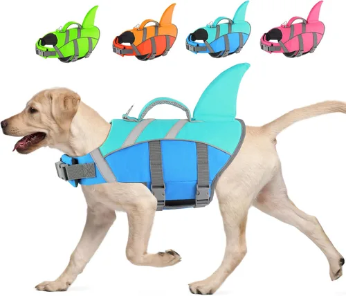Miniatura 8 de Doglay Chaleco salvavidas para perro, tejido antidesgarros Ripstop, lindo chaleco salvavidas para perros con flotabilidad superior y asa de rescate