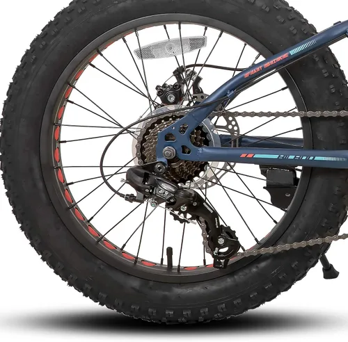Miniatura 6 de Hiland - Bicicleta de montaña con neumáticos gruesos de 20 pulgadas para niños y niñas de 5 años en adelante, Shimano de 7 velocidades, freno de Azul