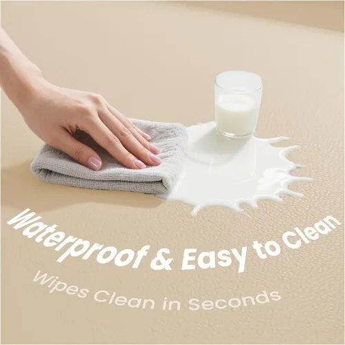 Miniatura 3 de Huloo Sleep Tapete de juego para bebé de 47 x 47 pulgadas, acolchado impermeable de 1.3 pulgadas de grosor, tapete para corral de juegos con cuero