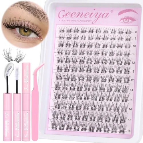 Miniatura 9 de Extensiones de pestañas en racimo con banda transparente, pestañas cortas y onduladas C, extensiones de pestañas naturales en racimo, pestañas