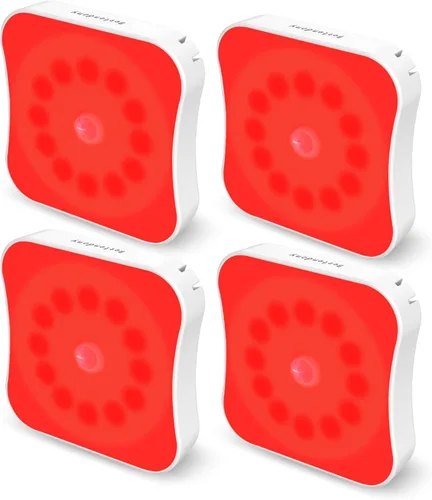 Luces nocturnas rojas con sensor de movimiento, luces recargables con batería, luces rojas magnéticas para ayuda al sueño, baño, recámara, escalera,