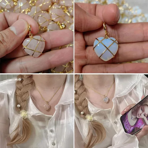 Miniatura 6 de MGBISYI Collar de castillo de diamantes de moda, collar de corazón de piedra de nacimiento para mujeres y niñas (2 piezas), Cadena de cristal