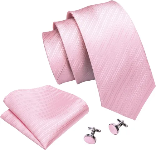 Miniatura 44 de Barry.Wang Juego de corbatas para hombre, corbata de seda a rayas, tejido a cuadros, gemelos formales, negocios, boda