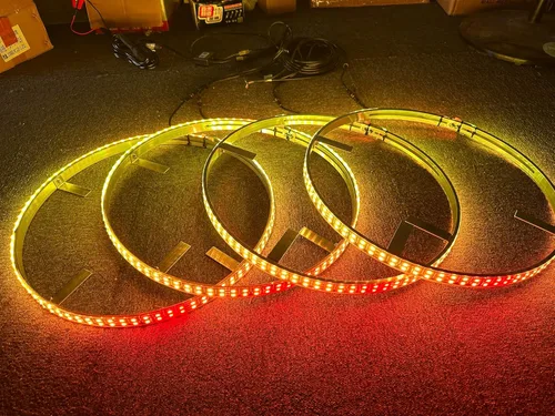 Miniatura 6 de Luz de anillo de rueda LED de doble fila de 17.5 pulgadas, 672 leds con señal de giro, bloqueo, freno, función de marcha atrás Bluetooth APP/Control