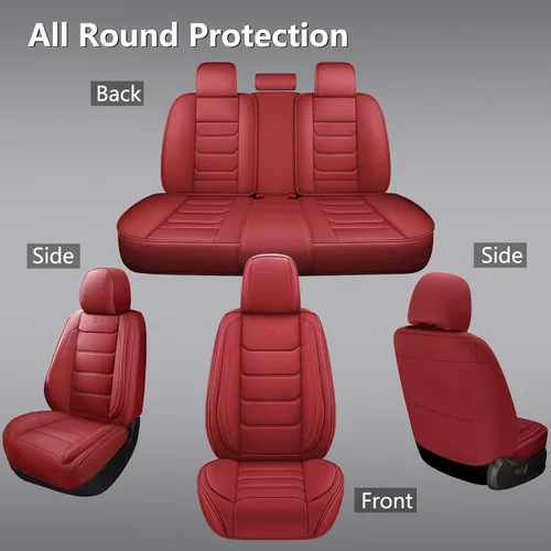 Miniatura 6 de Juego completo de fundas de asiento de automóvil de piel sintética de cobertura completa, fundas de asiento para automóviles, SUV, camionetas, cojín