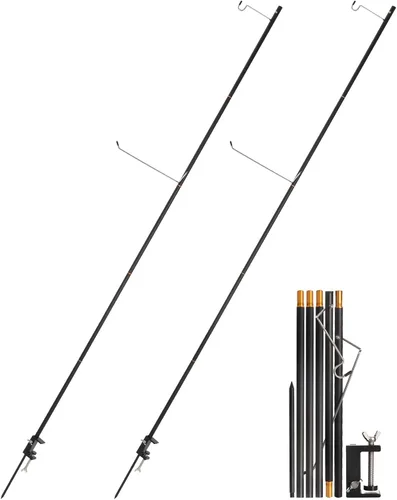 Miniatura 10 de REDCAMP Farol plegable de 72 pulgadas de alto con estacas y ganchos, postes de lámpara plegables de aleación de aluminio ultraligeros portátiles