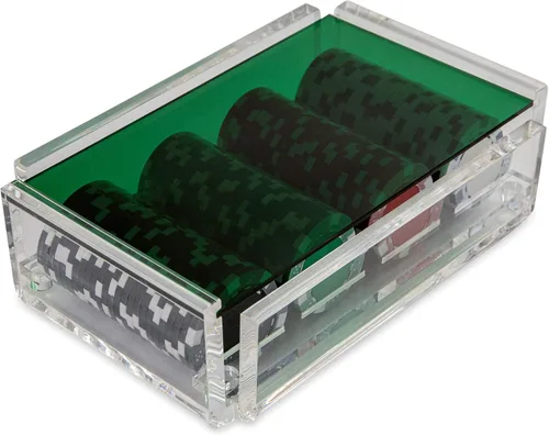 Miniatura 14 de La Ficha - Juego de fichas de póquer, 100 fichas resistentes y resistentes, incluye 4 fichas de color para jugar, caja de acrílico hecha a mano