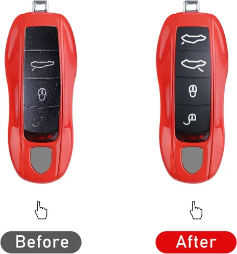 Miniatura 5 de Jaronx Compatible con Cubierta de Botón de Llave Porsche, Protector de Silicona de Goma para Botón de Llavero Compatible con Porsche Boxster Cayman