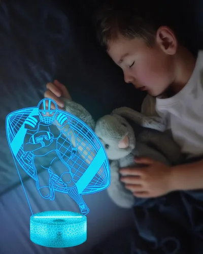 Miniatura 4 de Attivolife Luz nocturna de jugador de fútbol americano para niños, lámpara LED de ilusión de rugby 3D, 16 colores cambiantes con control remoto