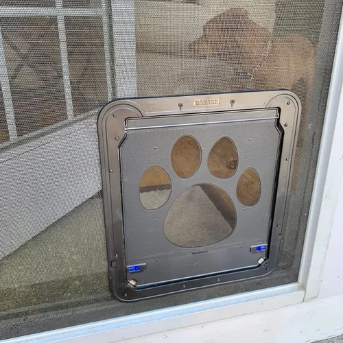 Miniatura 5 de Puerta de perro para puerta mosquitera, puerta para mascotas para puerta corrediza de mascotas con cerradura para perros pequeños a grandes