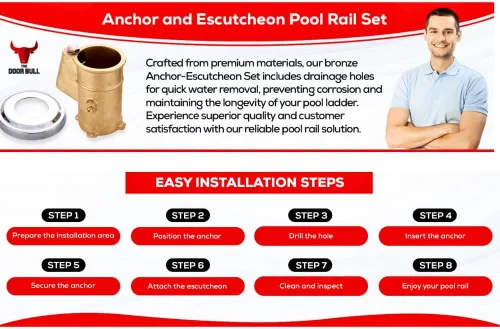 Miniatura 7 de Juego de anclaje y escudo de riel de piscina de latón – Paquete de 2 anclajes enterrados con profundidad de 4 pulgadas – Se adapta a tubos