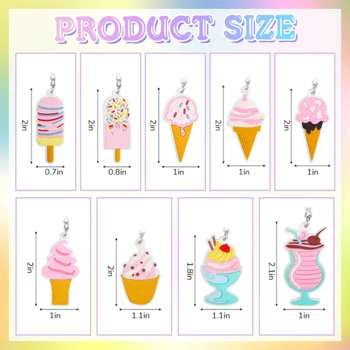 Miniatura 2 de Sasylvia 36 llaveros de helado para fiestas, regalos a granel, conos dulces, decoraciones de fiesta de cumpleaños para mujeres y hombres, accesorios