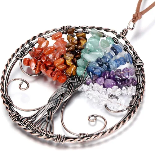 Miniatura 5 de PESOENTH Piedras de chakras, cristales curativos, árbol de la vida, atrapasueños, decoración para colgar en la pared, regalos para mujeres