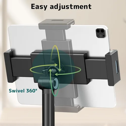 Miniatura 4 de Soporte para tablet para iPad, soporte de teléfono con base resistente para escritorio, soporte plegable ajustable multiángulo compatible