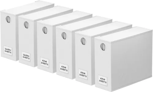 Miniatura 20 de SpaceAid Paquete de 6 organizadores y almacenamiento de sábanas, organizador de sábanas plegable con ventana para armario de lino, juego de carpetas