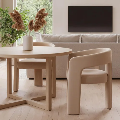 Miniatura 43 de HNY Silla moderna de cocina y comedor de estilo barril, silla de acento tapizada en cuero sintético PU con brazo, silla de lado de 47 cm de ancho
