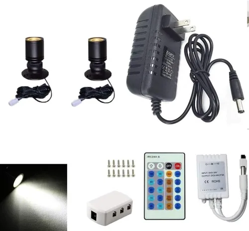 Jorunhe 1.5w LED Blanco Mini Luz Montada en Superficie Lámpara de Gabinete de Joyería Foco AC85-265v (Paquete-2, Blanco Cálido 3000k)