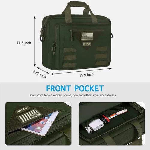 Miniatura 4 de MOSISO Bolsa táctica para laptop de 15.6 pulgadas para hombres, bolsa de mensajero táctica de 15-16 pulgadas, bolsa de hombro con múltiples Verde