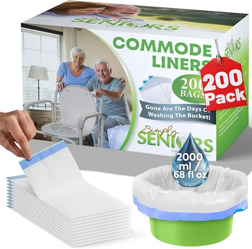 Miniatura 10 de Commode Liners - 100 bolsas de inodoro portátiles fuertes - Forros de inodoro fáciles de usar - Revestimientos para inodoro de cabecera que apoyan