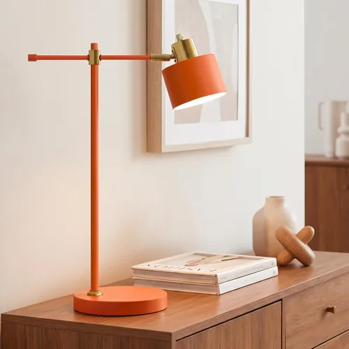 OYEARS Lámpara de escritorio moderna de 22.2 pulgadas, lámpara de mesa de metal con bombilla LED, lámparas de lectura ajustables para sala de estar,