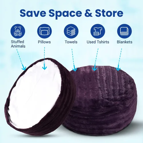 Miniatura 6 de Cheer Collection Puf de almacenamiento de animales de peluche, organizador de almacenamiento de juguetes para niños y puf con asa, bolsa de piel