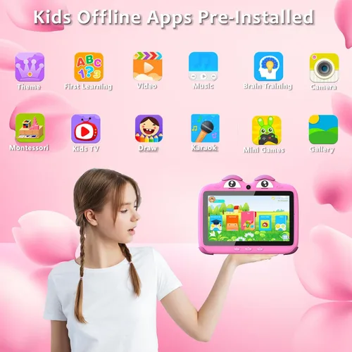 Miniatura 2 de YINOCHE Tableta infantil de 7 pulgadas para niños de 3 a 7 años, tabletas para niños pequeños, tabletas para niños de 32 GB, Android, tableta
