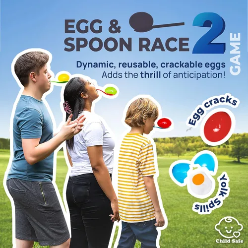 Miniatura 5 de Shop Square Juegos de campo al aire libre, bolsas de carreras de saco de patatas para niños y adultos, carreras de huevos y cucharas, bandas