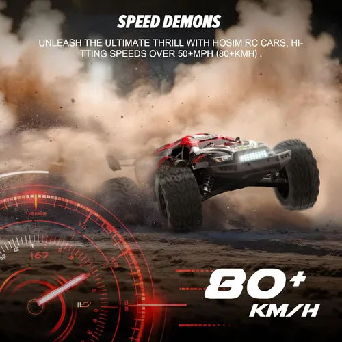 Miniatura 4 de Hosim Mini autos RC 1:8 sin escobillas para adultos, VEXARO MAX 50 MPH de alta velocidad Rc Camiones rápidos, 4 x 4 con control remoto todo terreno