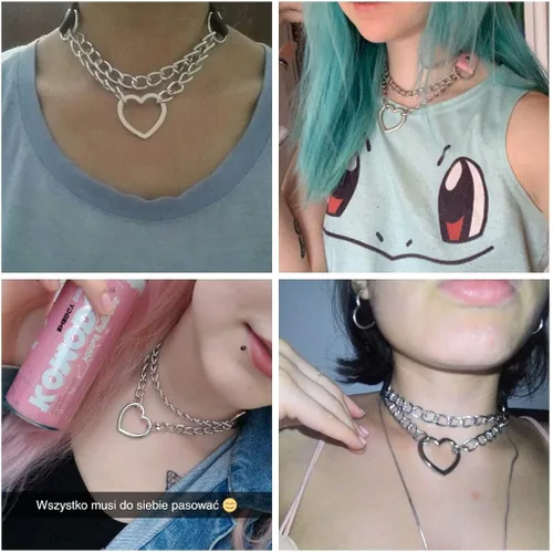 Miniatura 2 de eYLun Gargantilla de cuero con corazón para mujeres y niñas, collar con colgante de cuero punk gótico, No