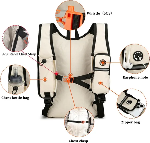 Miniatura 3 de Mochila de senderismo pequeña de 15L plegable ultraligera Trekking Camping al aire libre Mochila para mujeres hombres (beige)