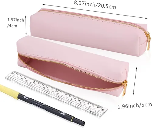 Miniatura 4 de Oyachic Estuche para lápices de piel sintética, bolsa de maquillaje cosmética, bolsa pequeña para bolígrafos, caja de almacenamiento con cremallera