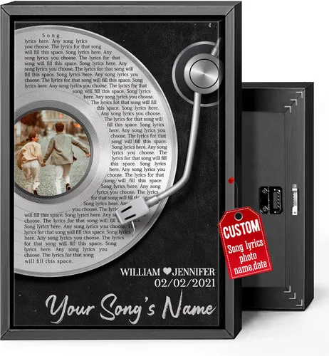 Miniatura 27 de H-DEWALL Lienzo personalizado con letras de canciones enmarcado, regalos para ella, obra de arte para el dormitorio, lienzo musical personalizado