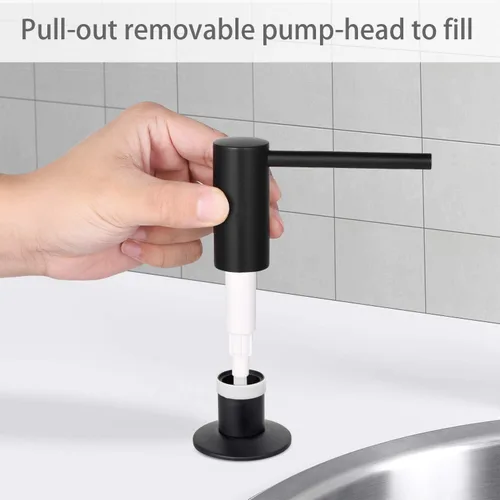 Miniatura 2 de SAMODRA Dispensador de jabón para fregadero, cabezal de bomba de metal, loción líquida para encimera, cocina, baño, dispensador de jabón con botella