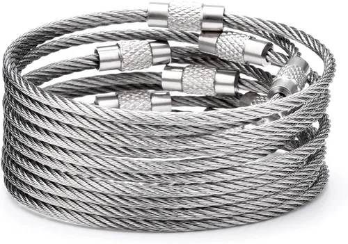 Miniatura 20 de Paquete de 100 llaveros de alambre grandes de 6 pulgadas, llavero de metal a granel para etiquetas de equipaje al aire libre (grueso: 0.079 pulgadas)