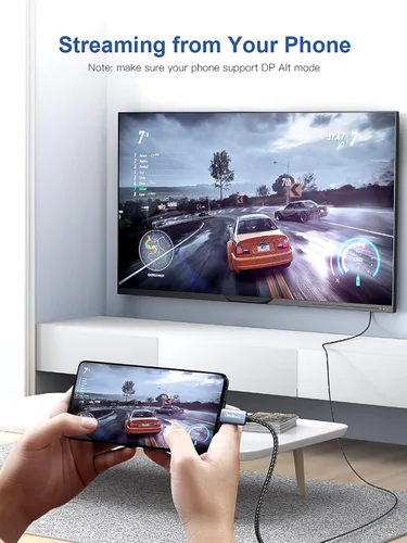 Miniatura 2 de dockteck Cable USB C a DisplayPort de 6 pies/6.6 ft, 8K tipo C a DP 1.4, Thunderbolt 3 a cable Displayport de 32.4 Gbps UHD 8K @30Hz/4K a 144Hz/2K a