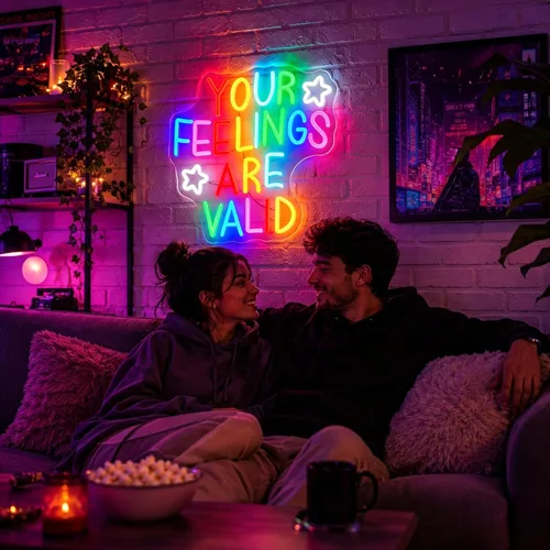 Miniatura 4 de Neon Sign for Wall Decor Dimmable Your Feelings Are Valid Neon Sign Led Neon Lights Light Up Signs for Room Gift Decoration USB Powered